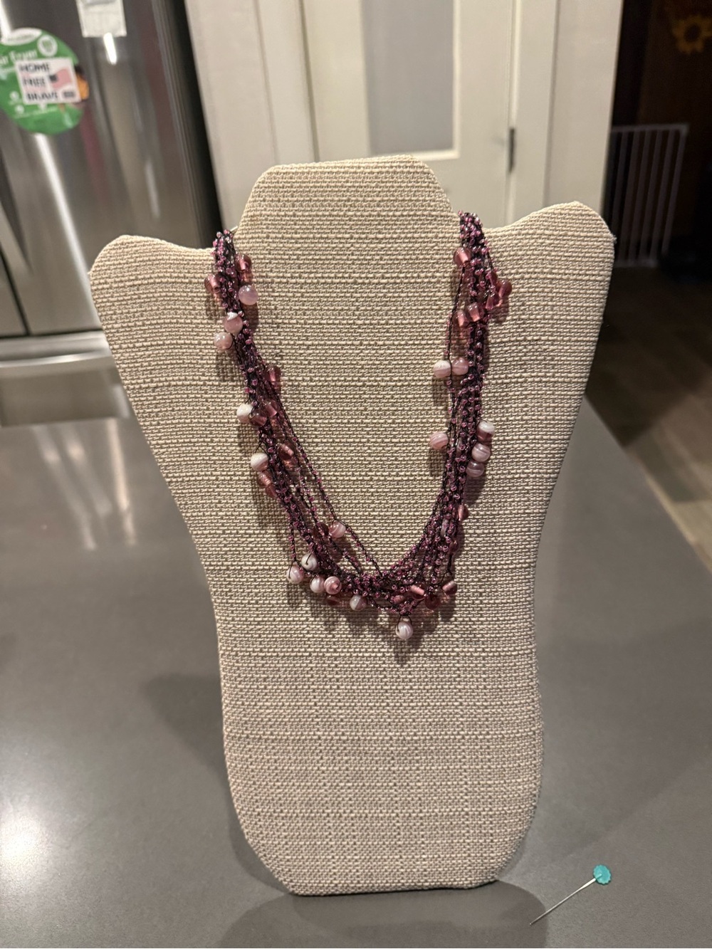 Layered Pink Beaded Multi-Strand Necklace